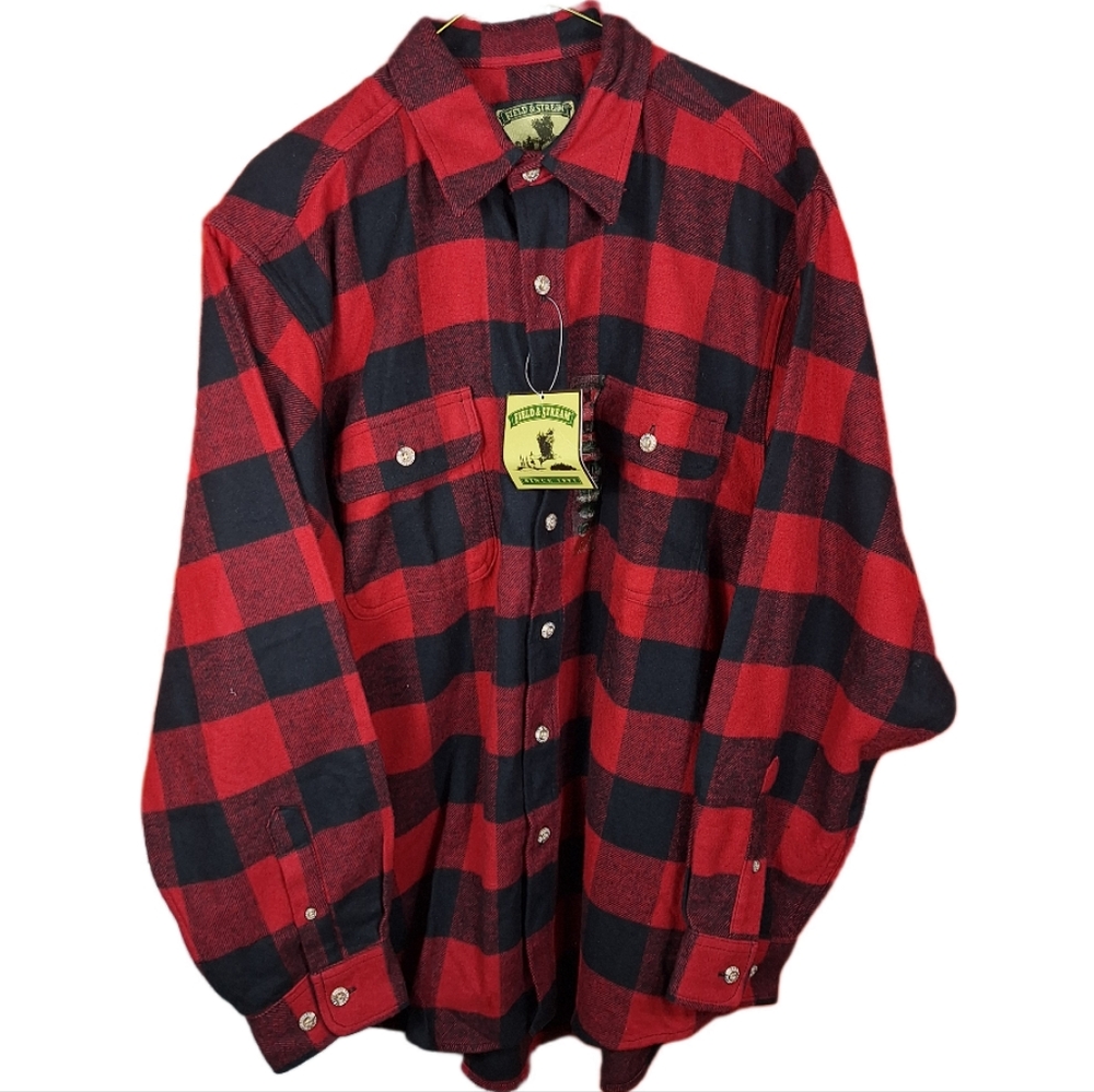 Field and Stream NWT vintage mens buffalo check flannel shirt size Large